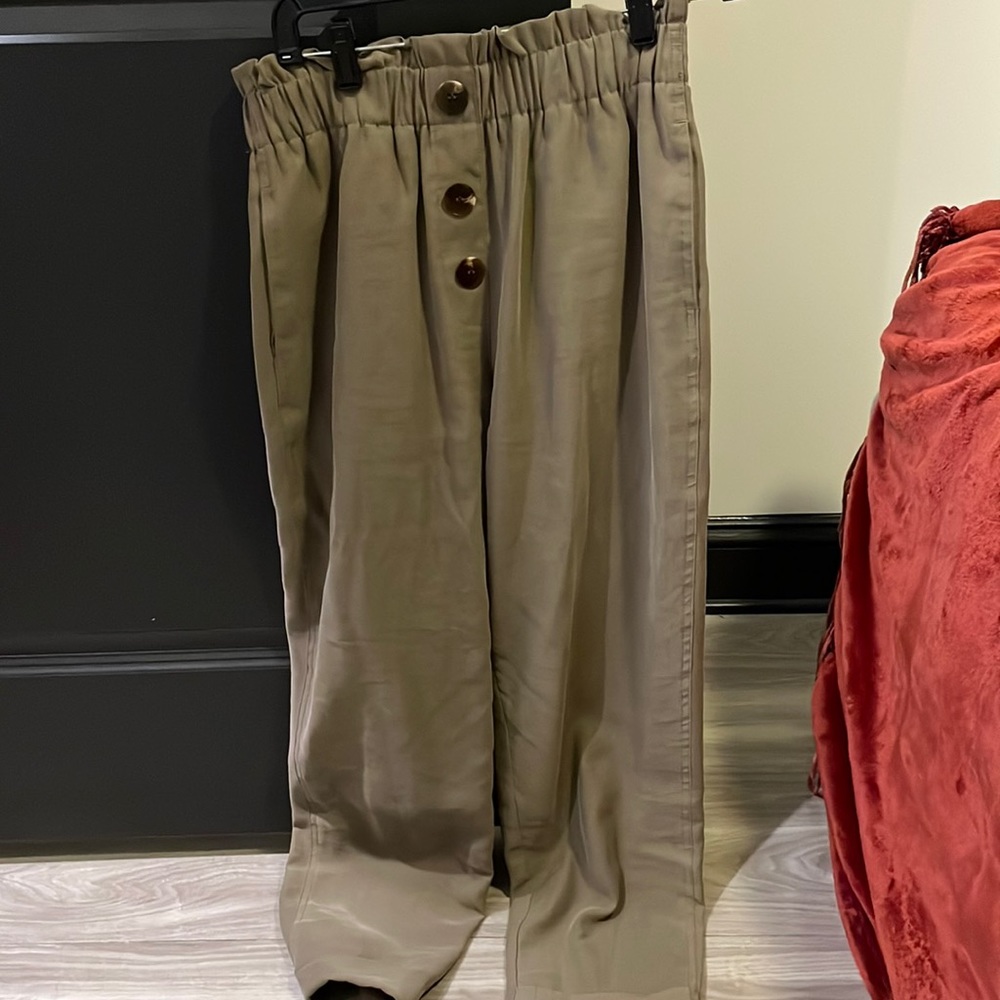 Olive Green Paper Bag Pants